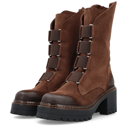 Wysokie workery ze skóry - TYMOTEO 2163/2 BRĄZOWE