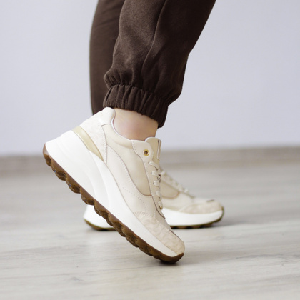 Wygodne sneakersy damskie - GEOX D.SPHERICA D45WAA BEŻOWE