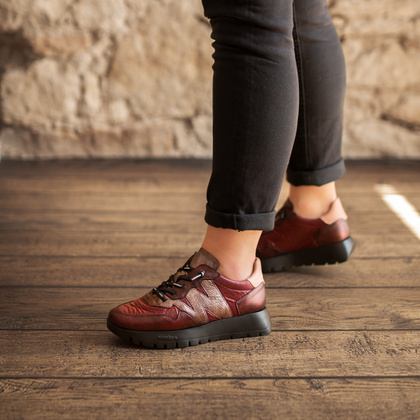 Hiszpańskie sneakersy premium - WONDERS A-2491 BORDOWE