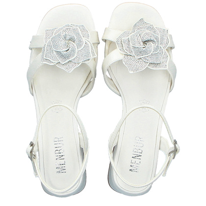 Niskie sandały ślubne - MENBUR 25656 BIAŁE