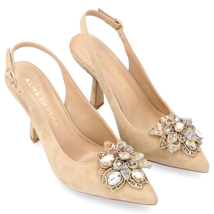 Hiszpańskie czółenka z odkrytą piętą - ALMA EN PENA V240261 BEŻOWE