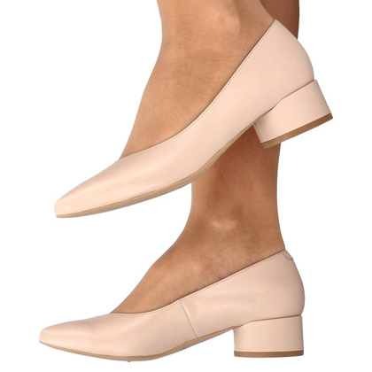 Czółenka na niskim obcasie - KOTYL 9921 BEŻOWE