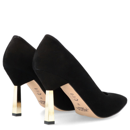 Szpilki z kontrastowym obcasem - KOTYL 8509 CZARNE