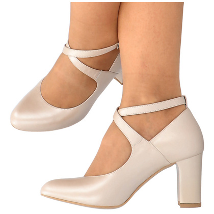 Pełne czółenka ślubne - KOTYL 7091 PERŁOWE