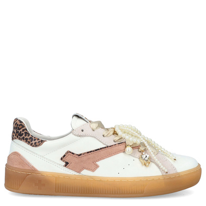 Sneakersy skórzane z ozdobami - GIO+ BLUE100 BIAŁE