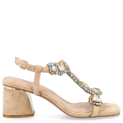 Hiszpańskie sandały na słupku - ALMA EN PENA V240711 BEŻOWE