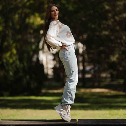 Wysokie sneakersy sznurowane - CHEBELLO 4561 BEŻOWE