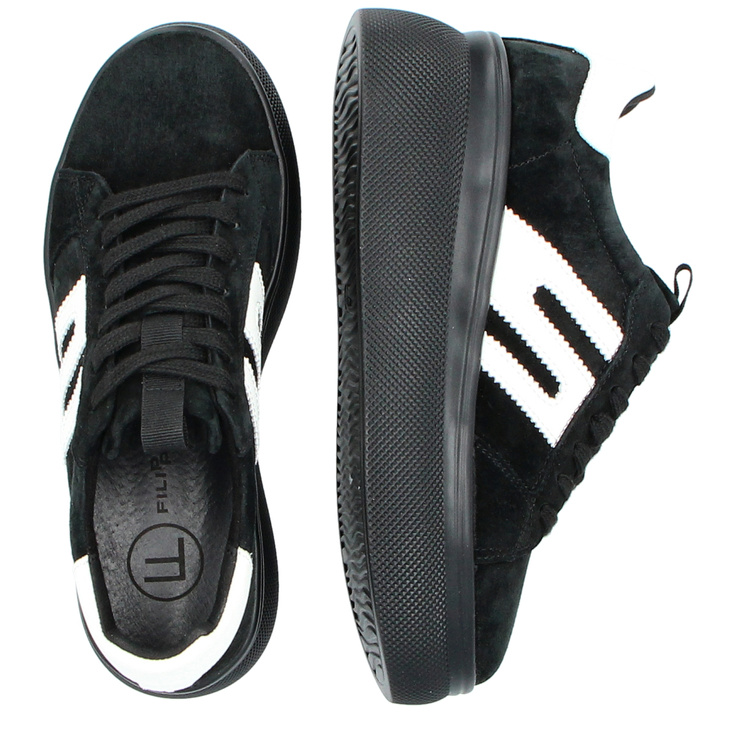 Skórzane sneakersy damskie - FILIPPO DP7175/25 CZARNE