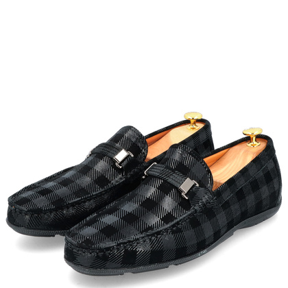 Eleganckie mokasyny męskie - JOHN DOUBARE 628A-3-H04X CZARNE