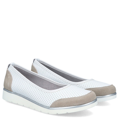 Lekkie ażurowe półbuty skórzane - FILIPPO DP4524/25 BIAŁE