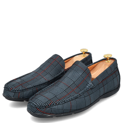 Eleganckie mokasyny męskie - JOHN DOUBARE 628A-H-888 SZARE