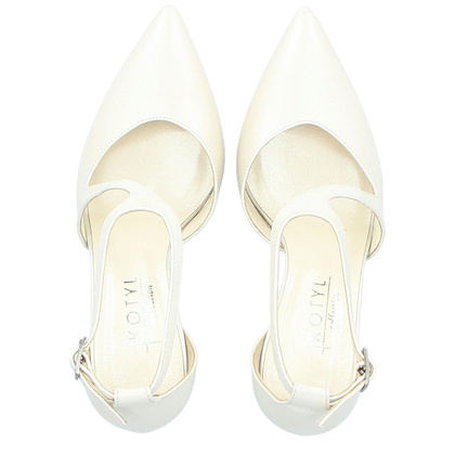 Szpilki ślubne z paskami - KOTYL 8507 BIAŁE PERŁOWE