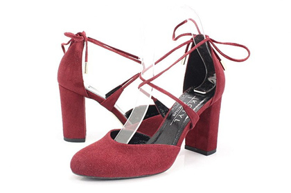 Wiązane na kostce, taneczne - KOTYL 5899 BORDOWE