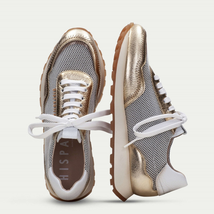 Hiszpańskie sneakersy - HISPANITAS BHV243231 BIAŁO-ZŁOTE