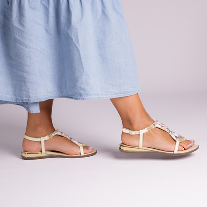 Skórzane płaskie sandałki - GIOSEPPO 74856 BEŻOWE