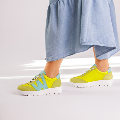Hiszpańskie sneakersy premium - WONDERS A-2476 LIMONKOWE