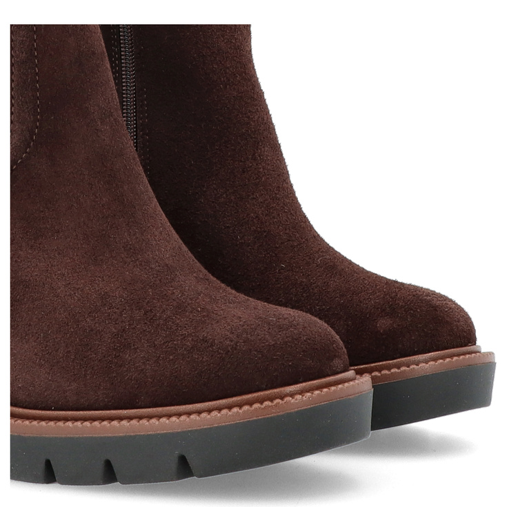 Skórzane botki na platformie - TYMOTEO G1047 CZEKOLADOWE