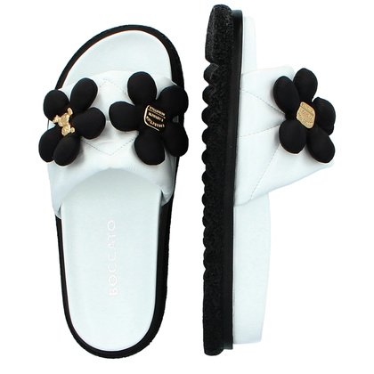 Skórzane klapki damskie - BOCCATO 475.068 BIAŁE