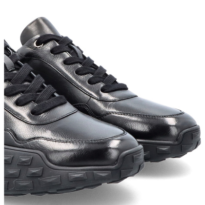 Sznurowane sneakersy męskie ze skóry - JOHN DOUBARE QA558U-W15-P742 CZARNE