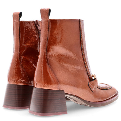 Lakierowane botki na słupku - HISPANITAS HI243727 BRĄZOWE