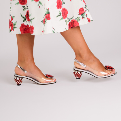 Sandały silikonowe - SCAVIOLA S-366 SREBRNO-CZERWONE