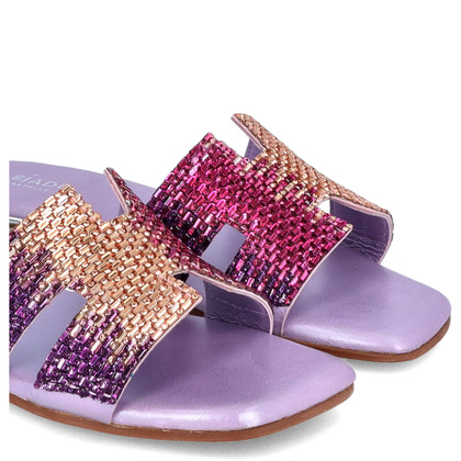 Eleganckie klapki ze skóry - LEJADE 3430 FIOLETOWE