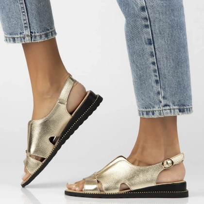 Lekkie sandały ze skóry - FILIPPO DS4470/25 ZŁOTE