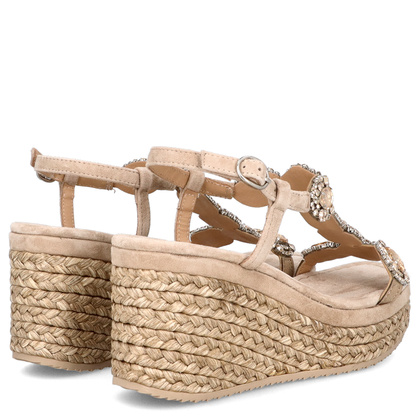 Hiszpańskie sandały na koturnie - ALMA EN PENA V251350 BEŻOWE