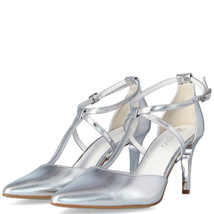 Ślubne szpilki z paseczkami - TYMOTEO PANNA SREBRNE