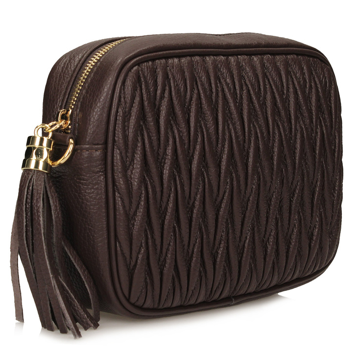 Listonoszka ze skóry naturalnej - TOSCANIO F226 CIEMNY BRĄZ