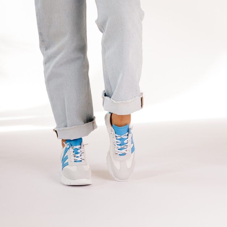 Hiszpańskie sneakersy premium - WONDERS A-2476 SZARO-NIEBIESKIE