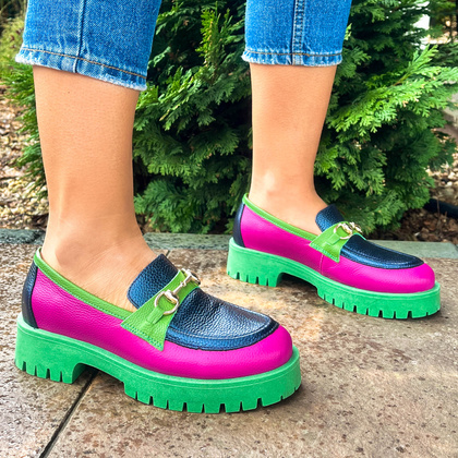 Kolorowe mokasyny ze skóry - TYMOTEO A1003 KOLOROWE