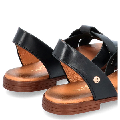 Płaskie sandały skórzane - LEMAR 40185 CZARNE