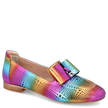 Kolorowe skórzane mokasyny - EMI ROMANI 010.1307 MULTIKOLOR