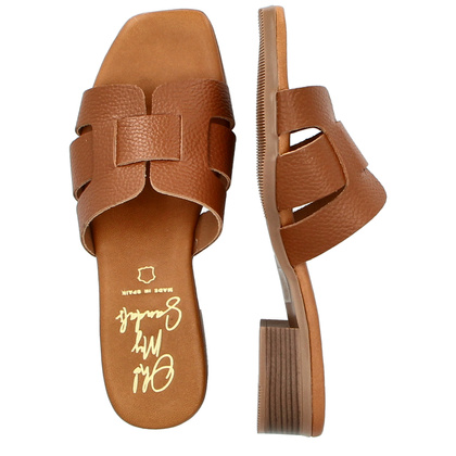 Wygodne klapki ze skóry - OH! MY SANDALS 5600 BRĄZOWE