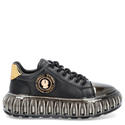 Skórzane sneakersy męskie - JOHN DOUBARE CC2881 CZARNE