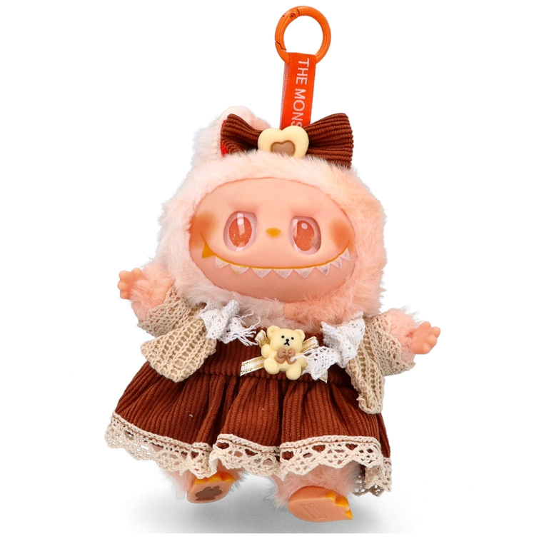 Brelok zawieszka do torebki maskotka LABUBU z ubrankiem - B26 BEŻ