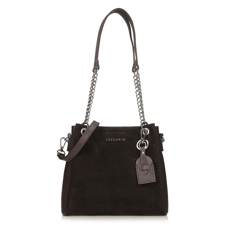 Damska torebka ze skóry - TOSCANIO G141 CIEMNY BRĄZ