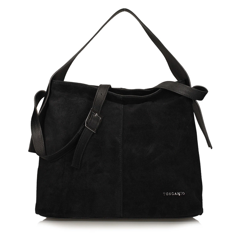 Zamszowa torebka damska - TOSCANIO G39 CZARNA