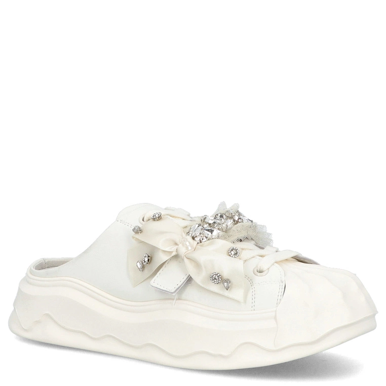 Klapki w stylu sneakersów - SCAVIOLA S-326 BIAŁE