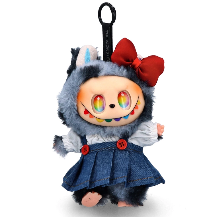 Zawieszka do torebki maskotka LABUBU z ubrankiem - B26 SZARY