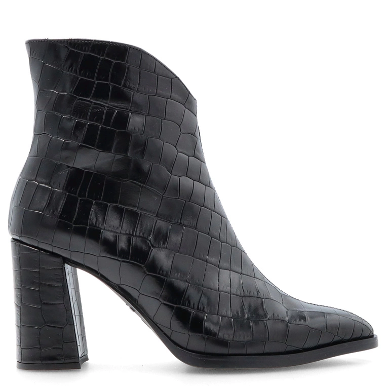 Skórzane botki z motywem zwierzęcym - WONDERS M-5430 CZARNE