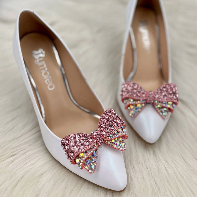 Klipsy do butów błyszczące kokardy - TYMOTEO LOVE T39 Różowe