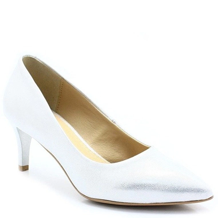 Niskie szpilki ślubne - TYMOTEO L1014 SREBRNE