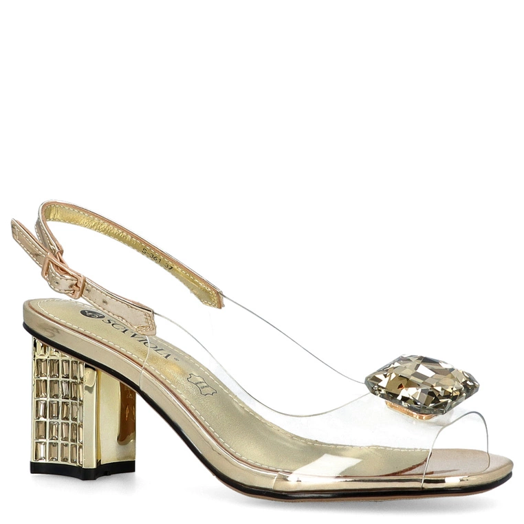 Silikonowe sandały na słupku - SCAVIOLA S-361 ZŁOTE