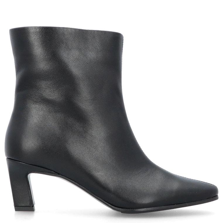 Skórzane botki na obcasie - TYMOTEO G1076 CZARNE LICO