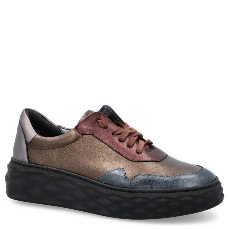 Skórzane sneakersy damskie - TYMOTEO 2777 MULTIKOLOR