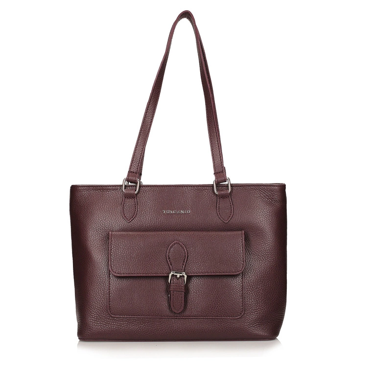 Torebka skórzana - TOSCANIO F232 BORDOWA