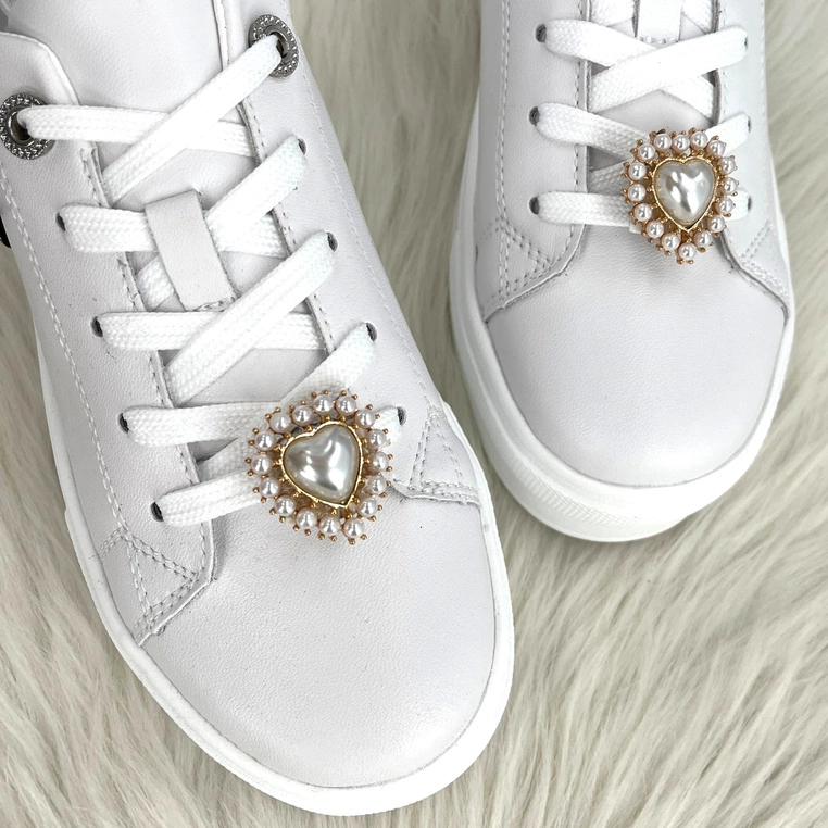 Ozdoby do sznurówek serca - TYMOTEO LOVE SZ04 PERŁOWE