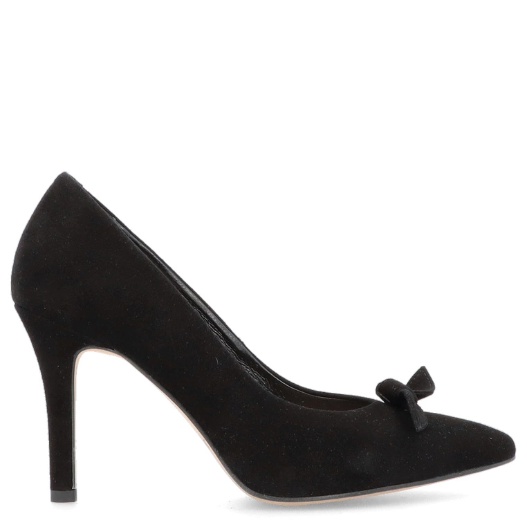 Klasyczne szpilki ze skóry zamszowej - KOTYL 8519 CZARNE